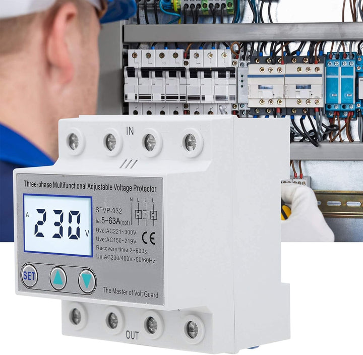 Überspannungsschutz, Einstellbarer Spannungsschutz STVP-932 230V/400V AC 3-Phasen-LCD-Multifunktions