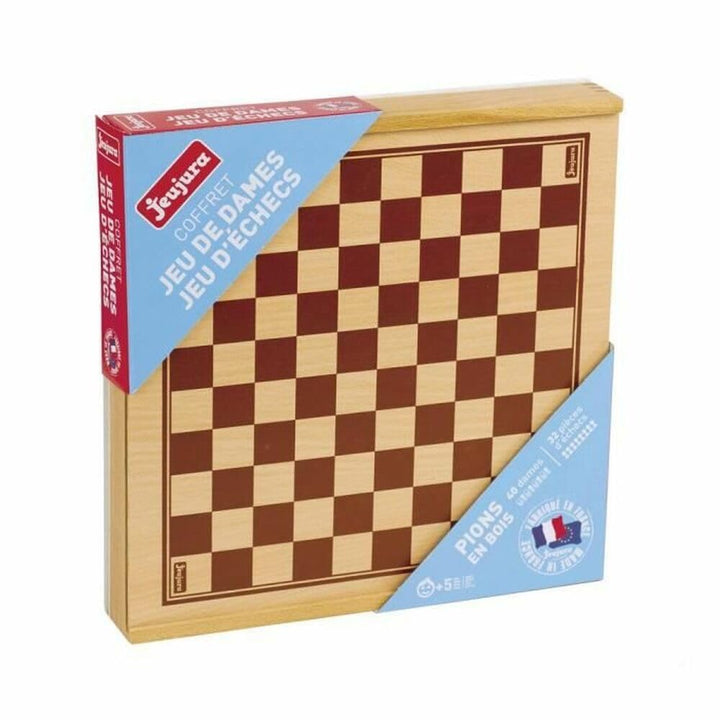 Jeujura J8133 Schachspiel-Set in Holzbox, Mehrfarbig