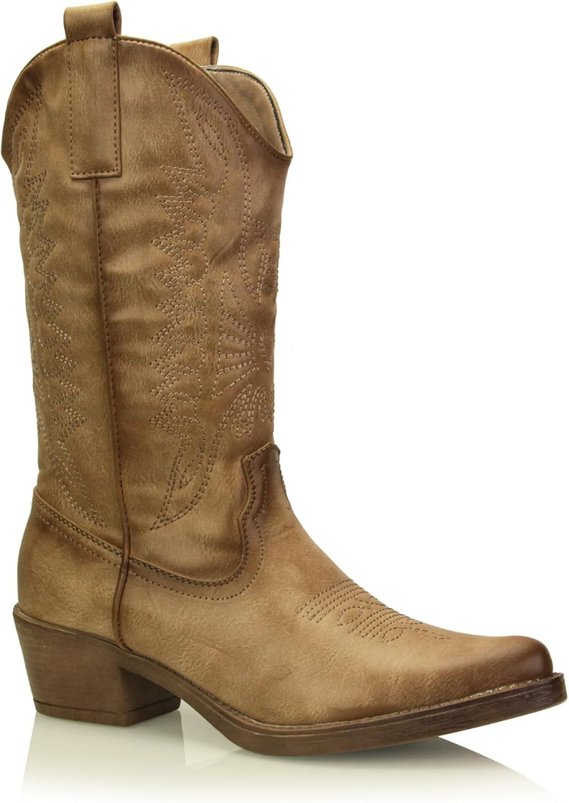 Procity Damen Cowboy Stiefel Westernstiefel für Damen mit dem Blockabsatz 39 EU Khaki, 39 EU Khaki