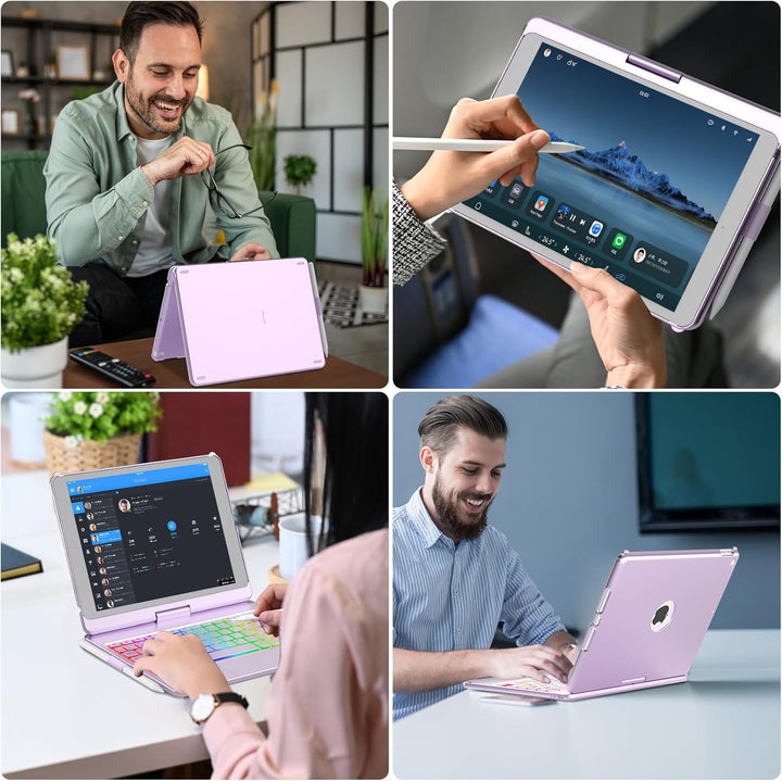Tastatur Hülle für iPad 9/8/7 Generation 2021/2020/2019 10.2 Zoll, 360° Drehbare Touchpad Tastatur m
