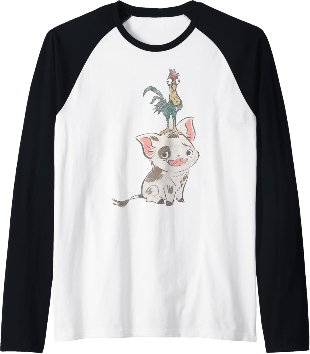 Disney Moana Pua And Hei Hei Distressed Portrait C1 Raglan