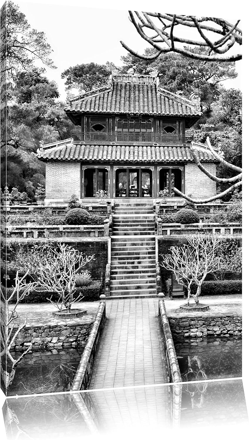 Pixxprint chinesischer Tempel als Leinwandbild/Grösse: 100x70 / Wandbild/Kunstdruck/fertig bespannt,