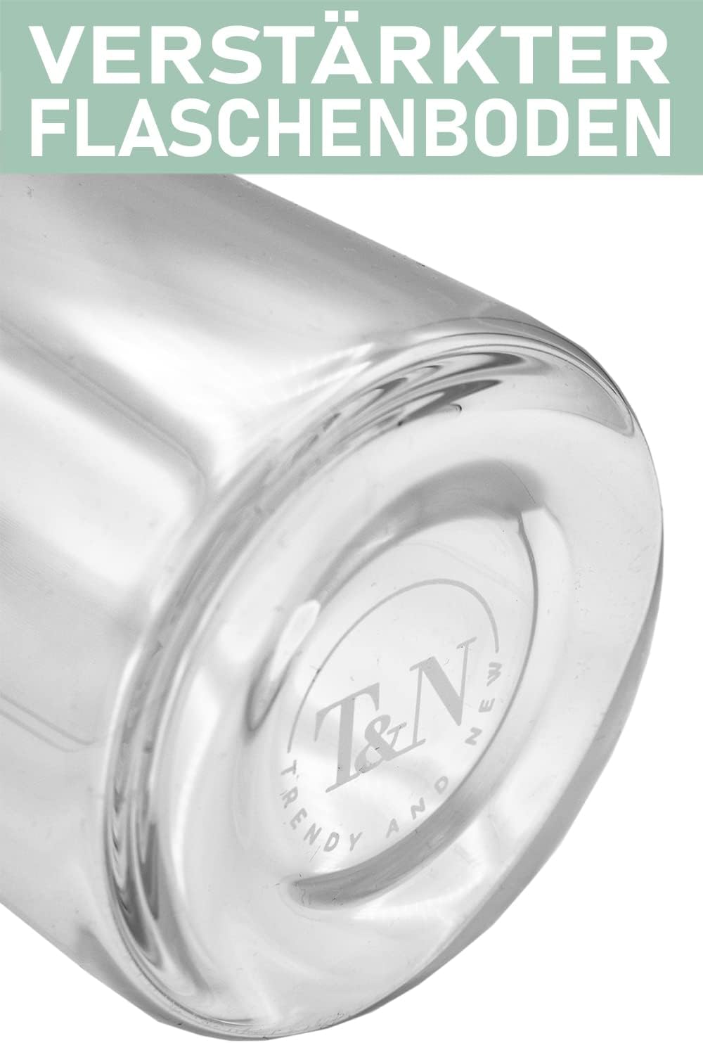 T&amp;N Glasflasche 1 Liter / 750ml / 500ml – Trinkflasche Glas 1l mit Neoprenhülle – Wasserflasche Ausl