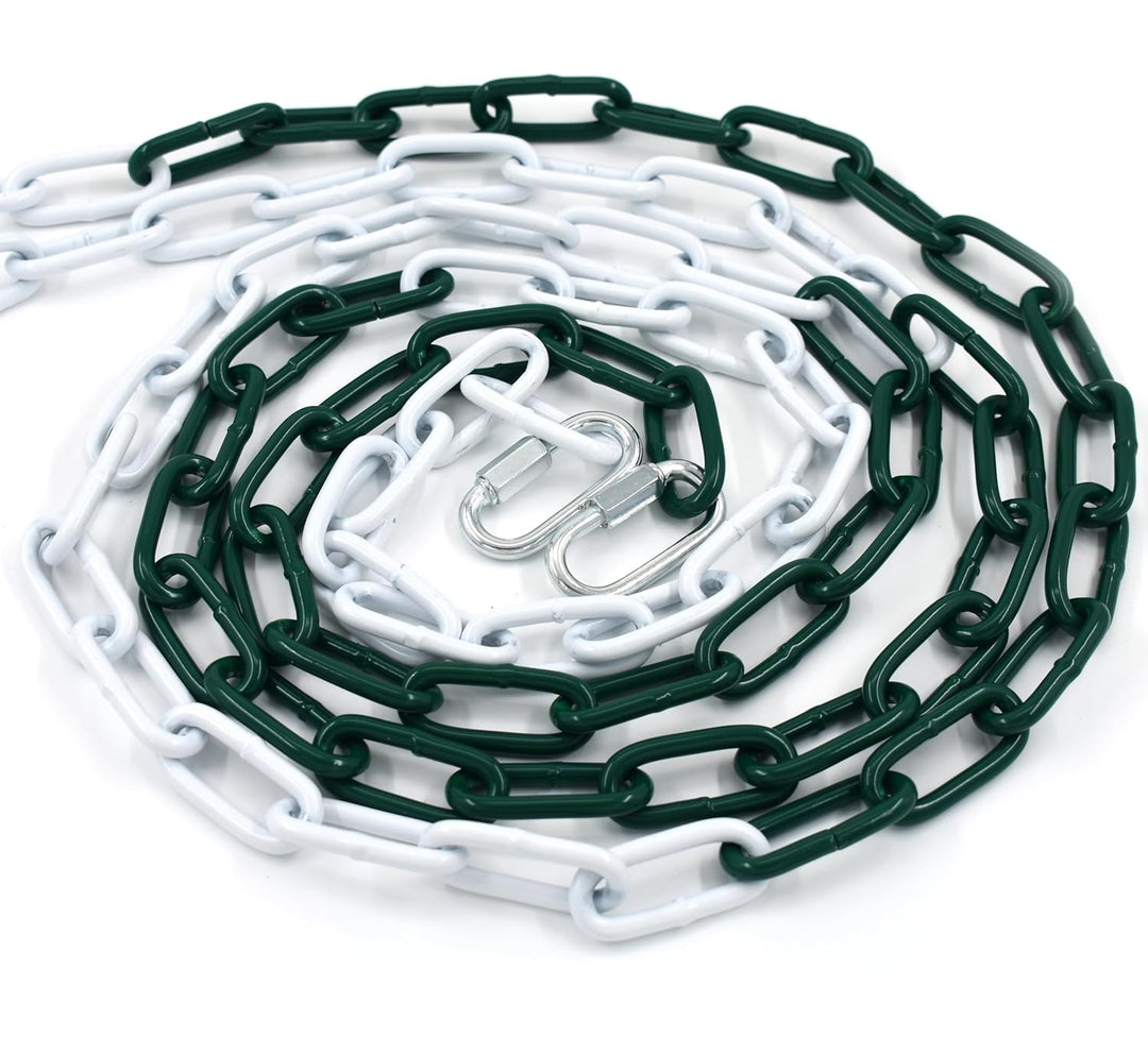 Absperrkette Metall 10 Meter, Grün-Weiss Absperrkette aus Ø 5mm Stahl, Grün-weiss