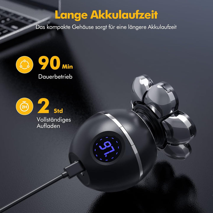 ETENTOUS Glatzen Rasierer Herren Elektrisch, 7D Elektrorasierer Herren -6 in 1 Kopfrasierer für Männ