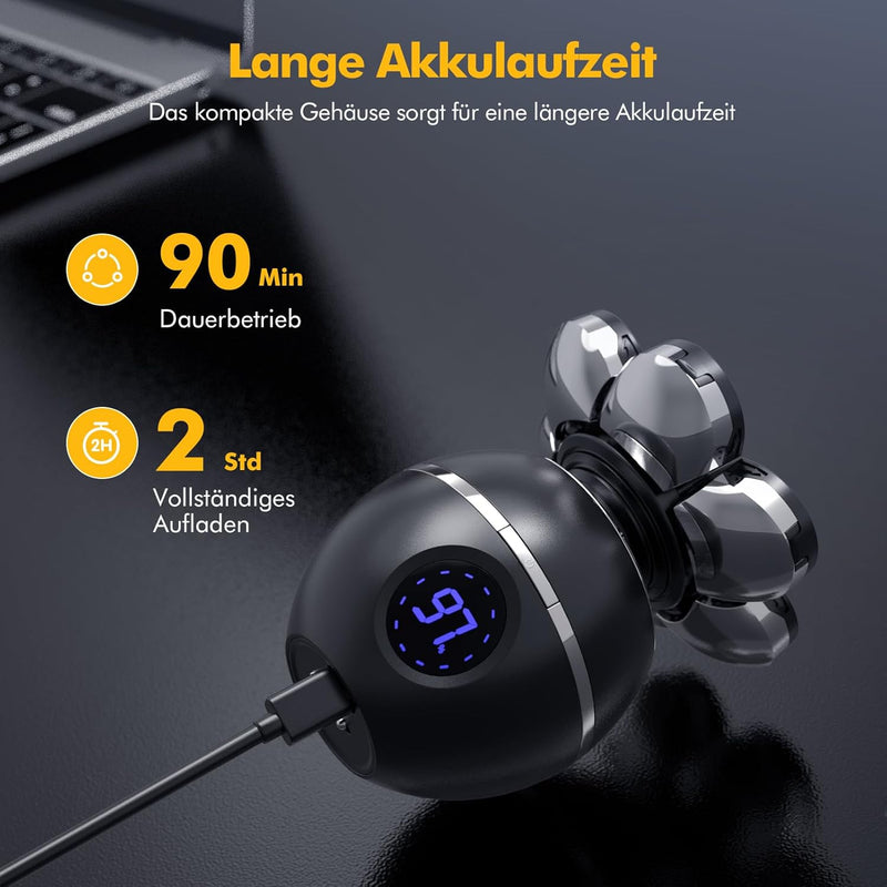 ETENTOUS Glatzen Rasierer Herren Elektrisch, 7D Elektrorasierer Herren -6 in 1 Kopfrasierer für Männ