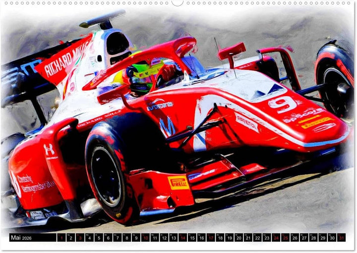 Deutsche in der Formel 1 (Wandkalender 2026 DIN A2 quer), CALVENDO Monatskalender: Vollgas in schwar