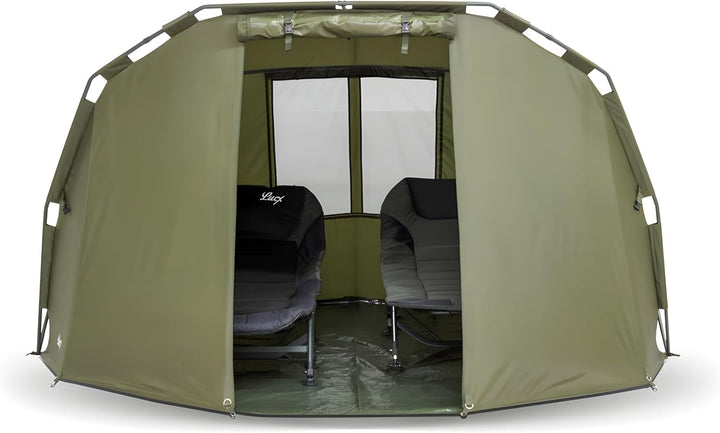 Lucx® Caracal Angelzelt 1 bis 2 Mann Bivvy 2 Personen Karpfenzelt Carp Dome Anglerzelt 295x290x165cm