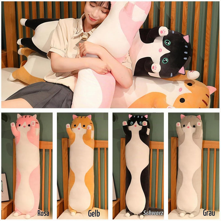 Aiuidun Lange Katze Kuscheltier Stofftiere Katzen Plüsch Kisse Süsse Kätzchen Plüschtier Schlafkisse