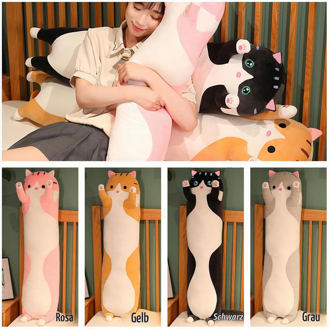 Aiuidun Lange Katze Kuscheltier Stofftiere Katzen Plüsch Kisse Süsse Kätzchen Plüschtier Schlafkisse