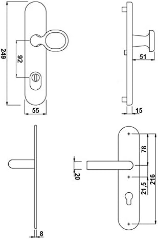 Schutzbeschlag *ES1/WK2/RC2* für HAUSTÜREN | V2a Edelstahl matt | Kernziehschutz (ohne Profilzylinde