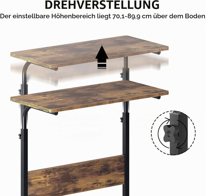 sogesfurniture höhenverstellbar Laptoptisch Laptopständer Computertisch mit Rollen, mobiler Beistell