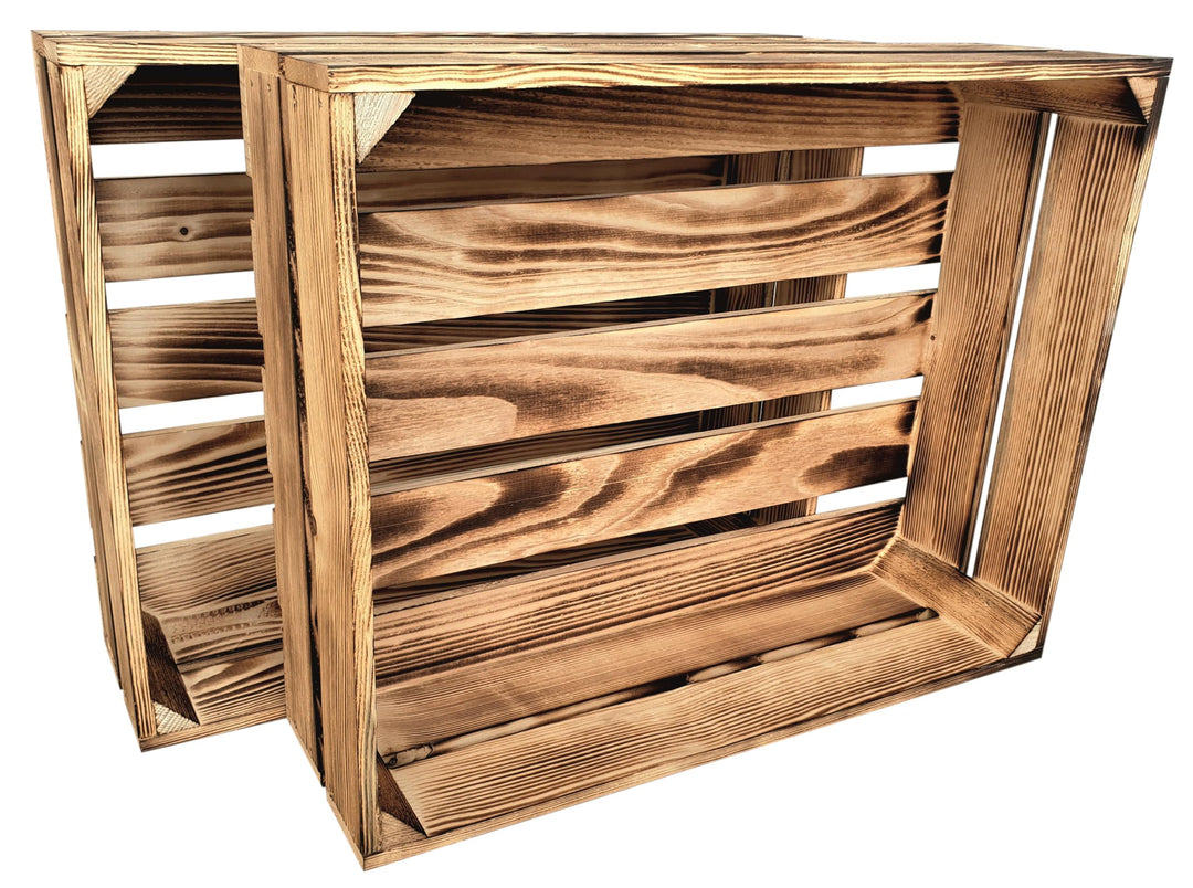 2er Set Holzkiste Gross Aus Holz - massive Weinkisten Vintage 50x40x15cm - Holzbox Für Aufbewahrung,