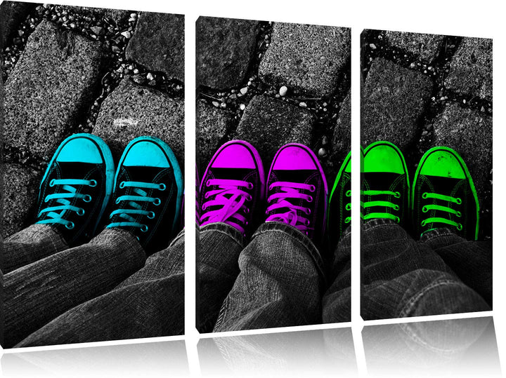 Pixxprint Sportschuhe Modern als Leinwandbild | Grösse: 3 Teilig (120x80) | Wandbild| Kunstdruck | f