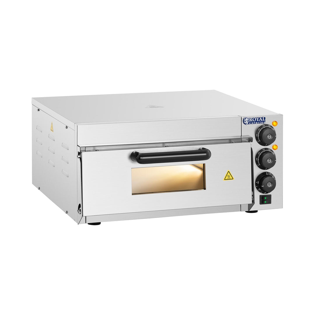 Royal Catering RCPO-2000-1PE Pizzaofen elektrisch 2000W 1 Kammer Pizzabackofen Pizza Ofen Schamotte