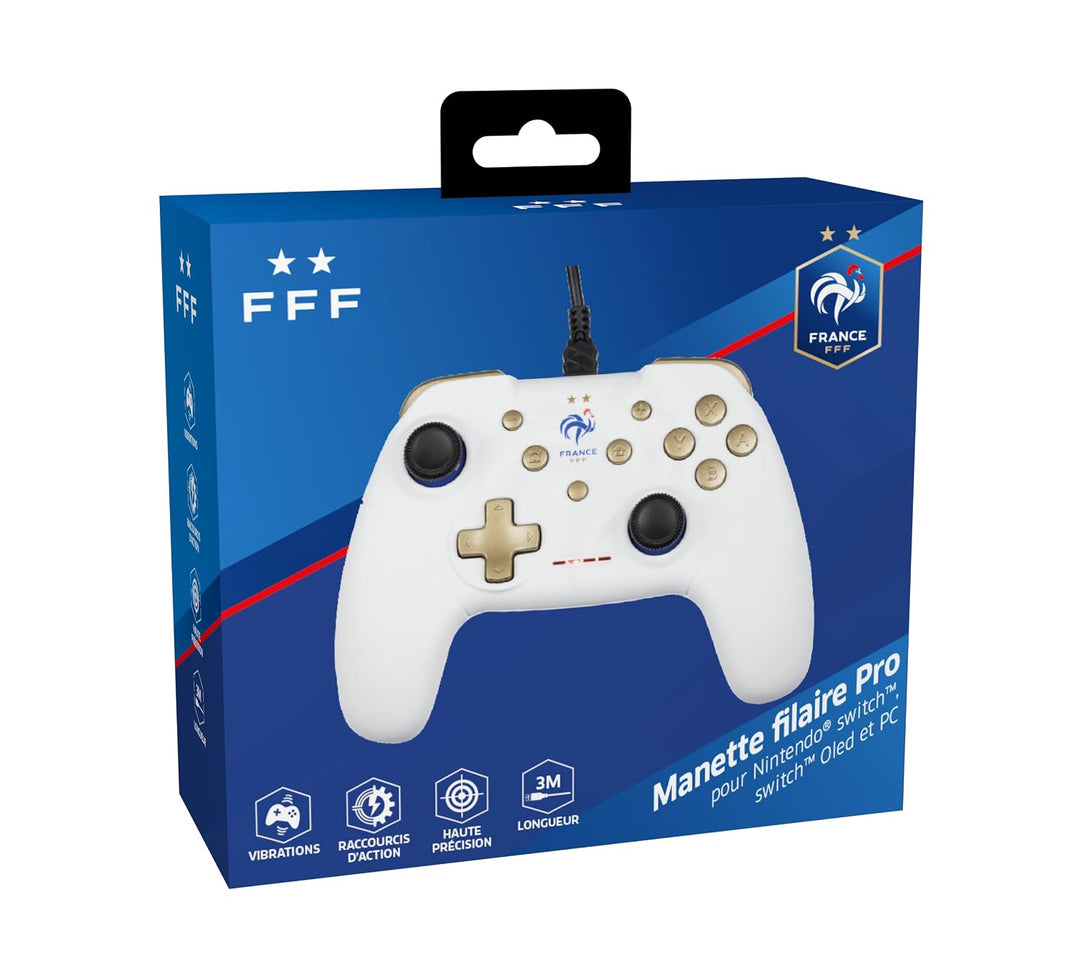 Konix FFF Wired Controller für Nintendo Switch, Switch 2 und PC - Vibrationsfunktion - 3 m Kabel - W
