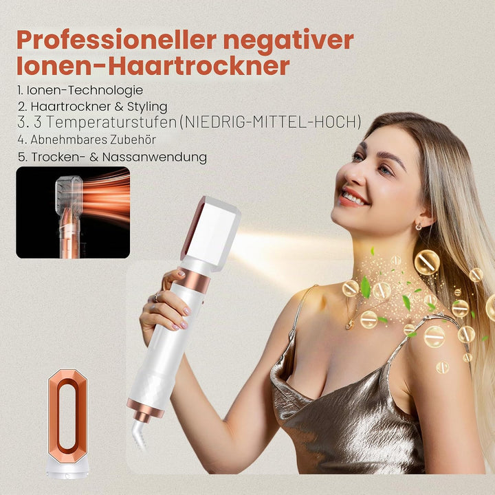 Hair Styler Set 5 in 1 Hairstyler 5 in 1 mit Rundbürstenföhn, Warmluftbürste, Föhnbürste, Haartrockn