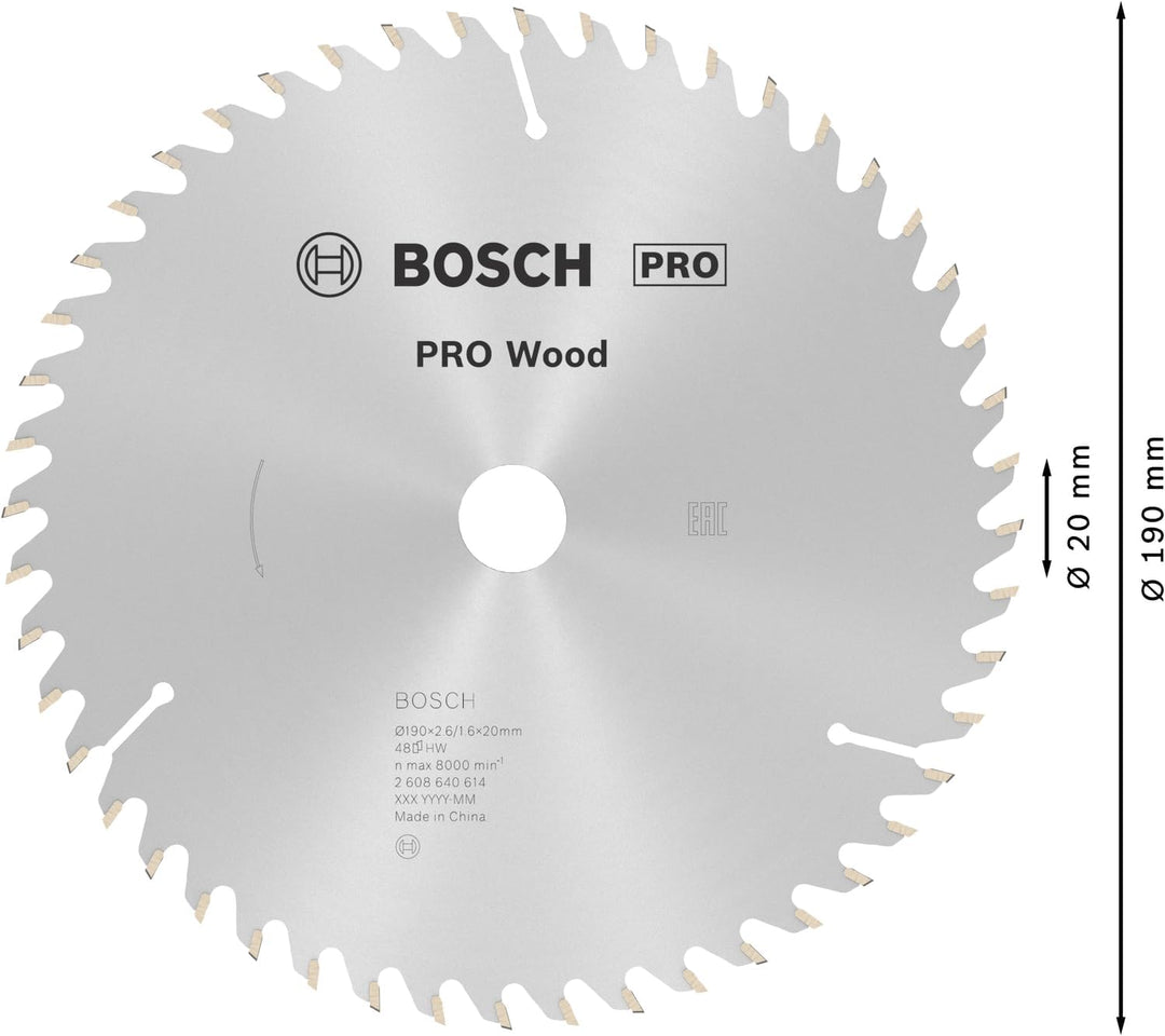 Bosch 1x PRO Wood Kreissägeblatt für Akku-Handkreissägen (für Weichholz, Hartholz, Ø mm, Professiona
