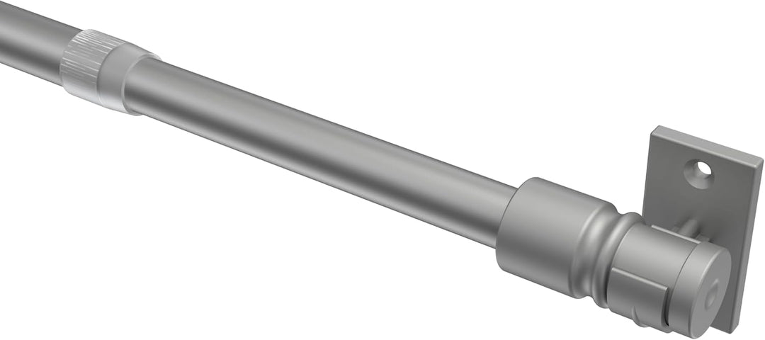 Interdeco Cafehausstangen (2 Stück), Scheibenstangen Silbergrau in 12 mm Ø, Sora, 55-85 cm ausziehba