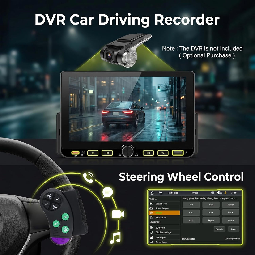 Hodozzy 1 Din RDS Autoradio mit Drahtlos Carplay Android Auto, 7 Zoll IPS Bildschirm,Unterstützt Blu