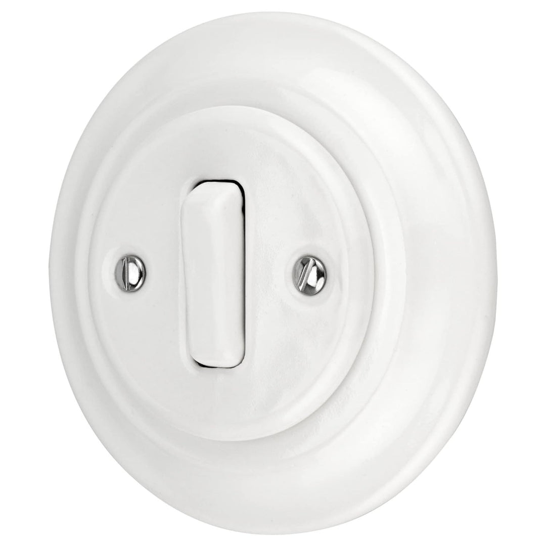 Unterputz Porzellan Retro, Schalter, Wechselschalter, All-in-One, Serie PR1 weiss