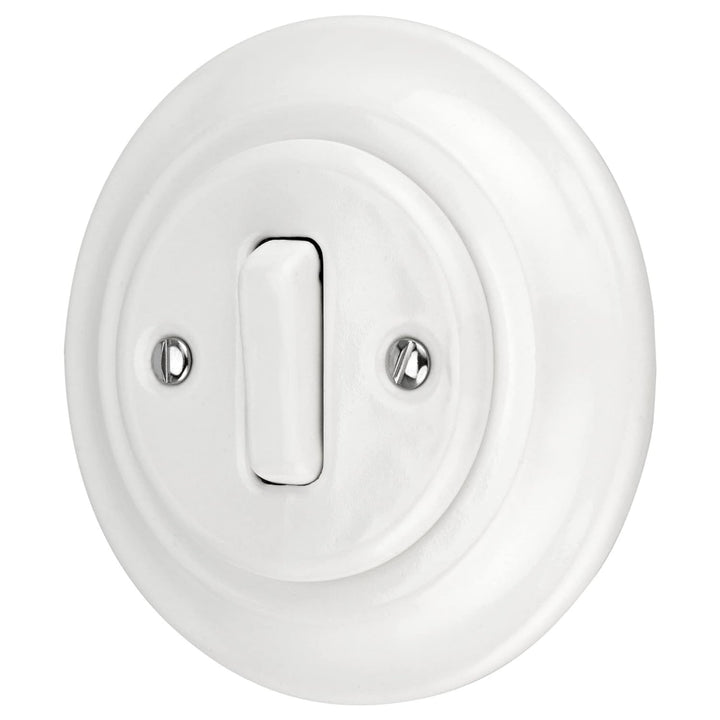 Unterputz Porzellan Retro, Schalter, Wechselschalter, All-in-One, Serie PR1 weiss