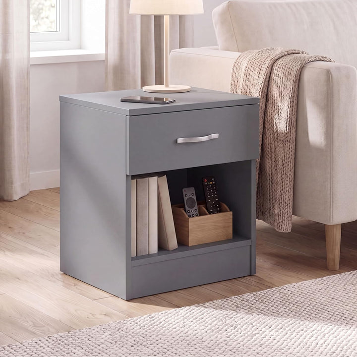 Vida Designs Riano Nachttischkommode, Holzwerkstoff, Grau, H 47 x W 40 x d 36