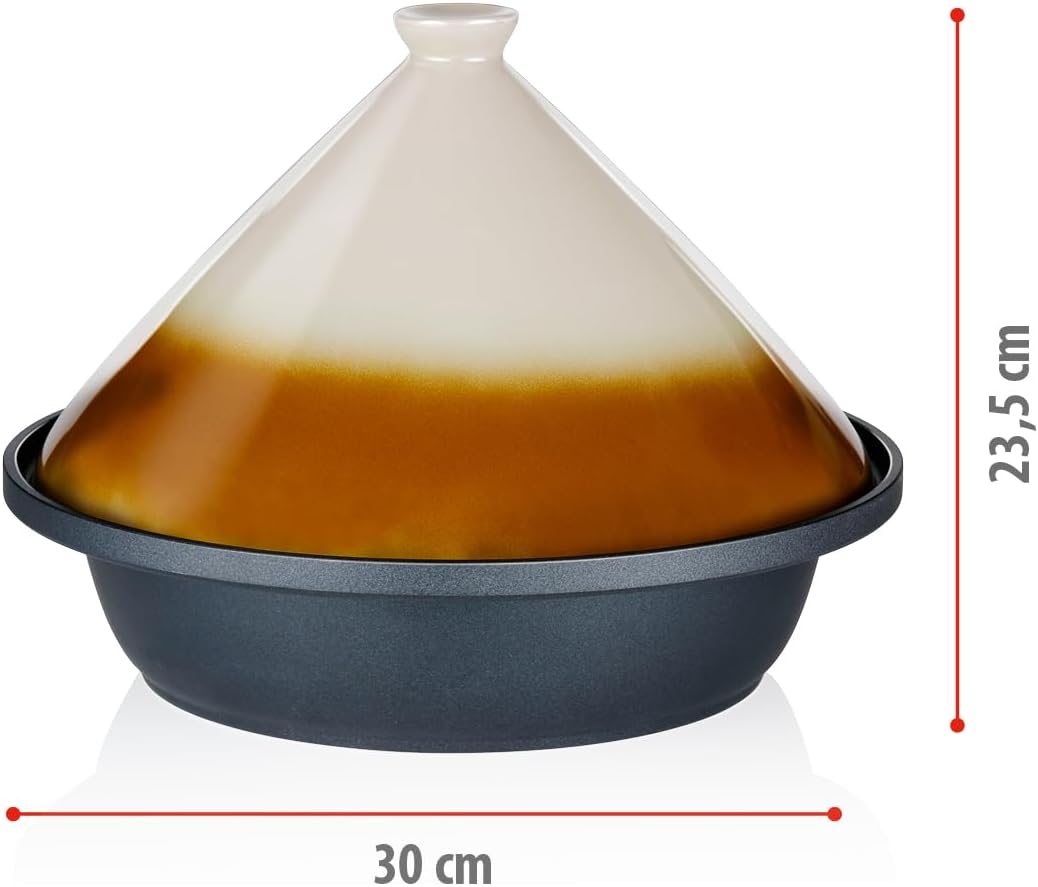 alpina Tajine Topf 2,5L - Geeignet für Induktion - Kochtopf mit Keramikdeckel Ø30cm - Robuster Dampf