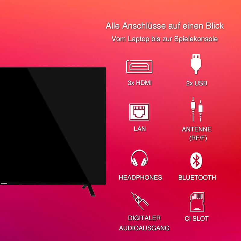 Telefunken QLED Fernseher 65 Zoll Smart TV powered by TiVo (4K UHD, HDR Dolby Vision, Dolby Atmos, T