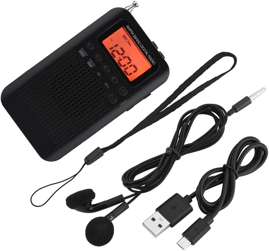 Tragbares Digitales AM FM Radio 2 Band Stereo Taschenradio mit ICD-Bildschirm, Kopfhörer