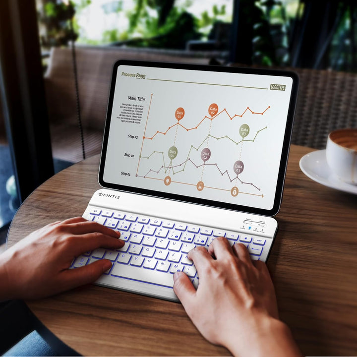 Fintie Bluetooth Tastatur mit Hintergrundbeleuchtung in 7 Farben, iPad Tastatur mit deutschem Layout