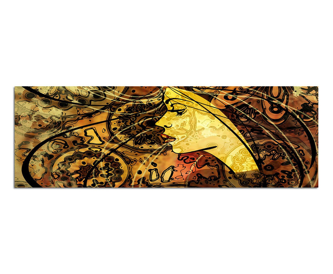 Paul Sinus Art Panoramabild auf Leinwand und Keilrahmen 150x50cm Frau Gesicht Kunstwerk Gemälde