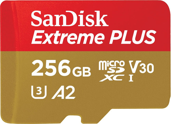 SanDisk Extreme PLUS 256 GB microSDXC Memory Card + SD Adapter with A2 App Performance up to 170 MB/