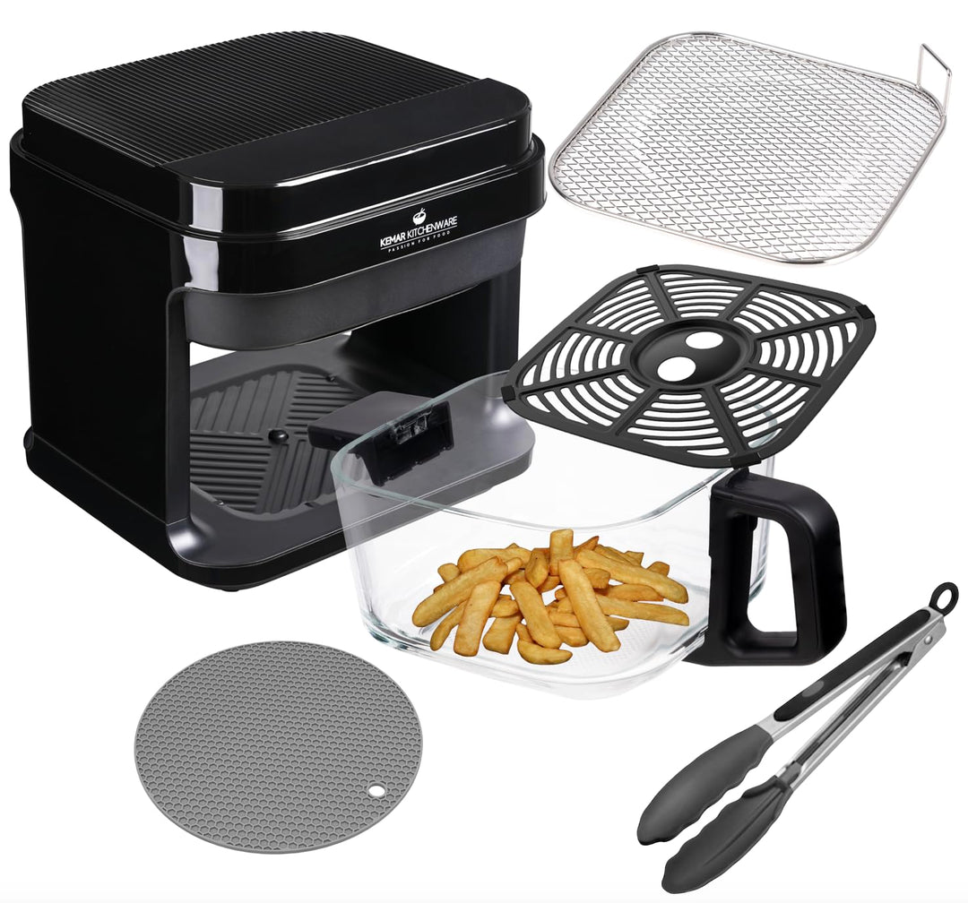 KHF-550 Heissluftfritteuse 5,5 Liter mit Touchdisplay und Frittierkorb aus Glas ohne Beschichtung, A