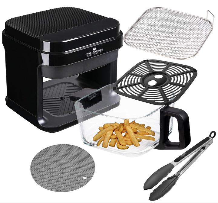 KHF-550 Heissluftfritteuse 5,5 Liter mit Touchdisplay und Frittierkorb aus Glas ohne Beschichtung, A