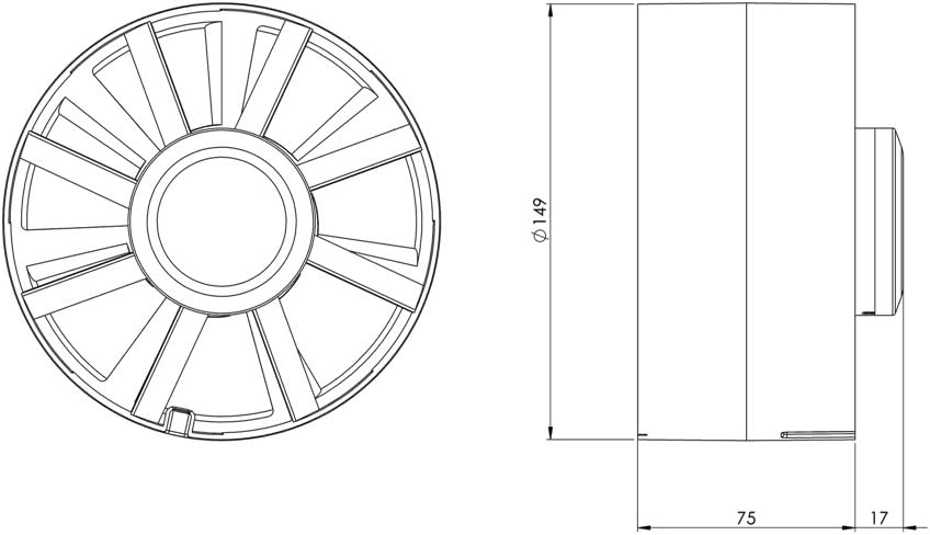 Steinberg14 Rohr Rohrventilator 150mm Abluftventilator - Leise Inliner für Bad, Gewächshaus, Garage,