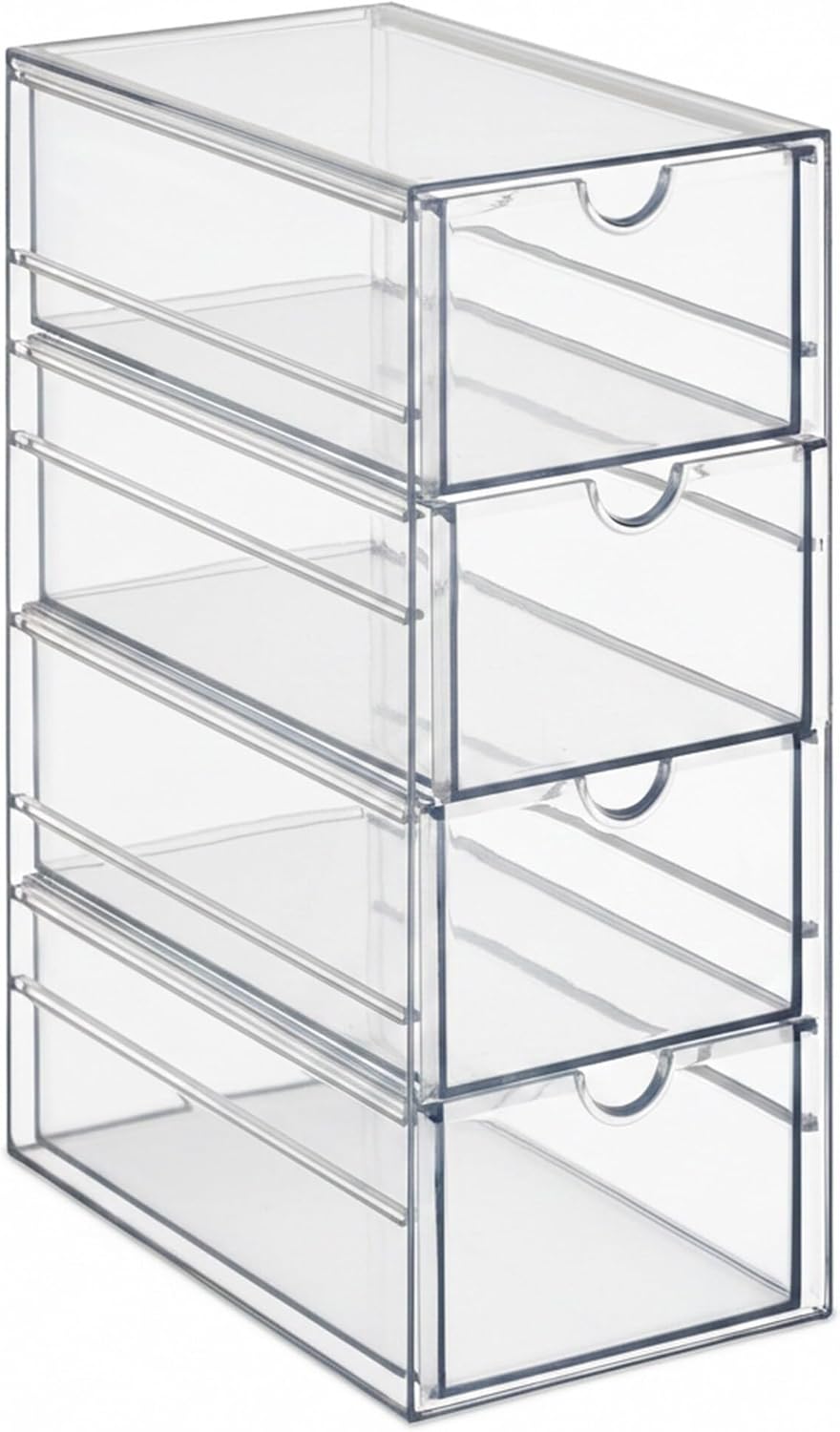 Relaxdays Schubladenbox, 4 Fächer, Organizer für Make Up, Büro, Bastelsachen, Kunststoff, Schubladen