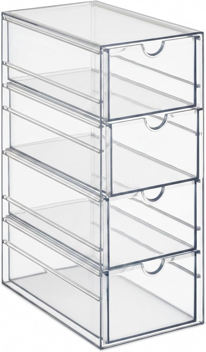 Relaxdays Schubladenbox, 4 Fächer, Organizer für Make Up, Büro, Bastelsachen, Kunststoff, Schubladen