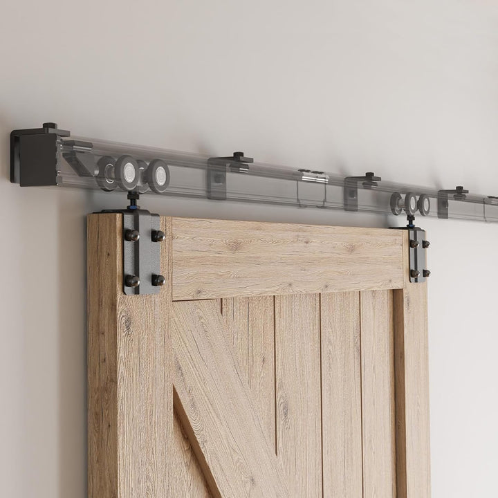 TSMST 6.6FT/200CM Kastenschiene Schiebetürsystem Komplett-Set Aluminiumlegierung Wandhalterung,Schie