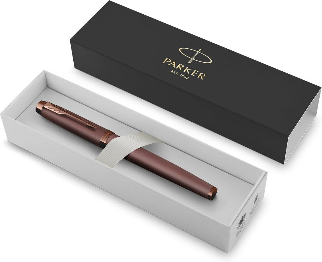 PARKER IM Monochrome Rollerball | schwarze Tinte | Oberfläche und Zierteile in Burgunderrot | feine