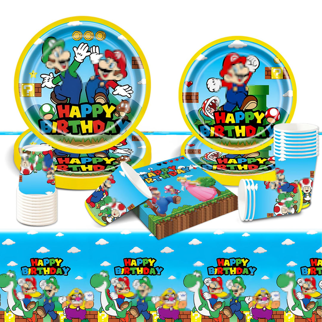 Geburtstag Partygeschirr Pappteller Kindergeburtstag- Partygeschirr Birthday Super Bros Geburtstagsd
