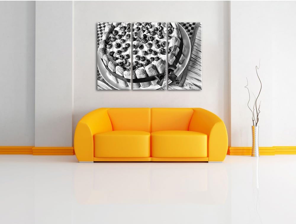 Pixxprint Obsttorte als Leinwandbild/Grösse: 3 Teilig (120x80) cm/Wandbild/Kunstdruck/fertig bespann