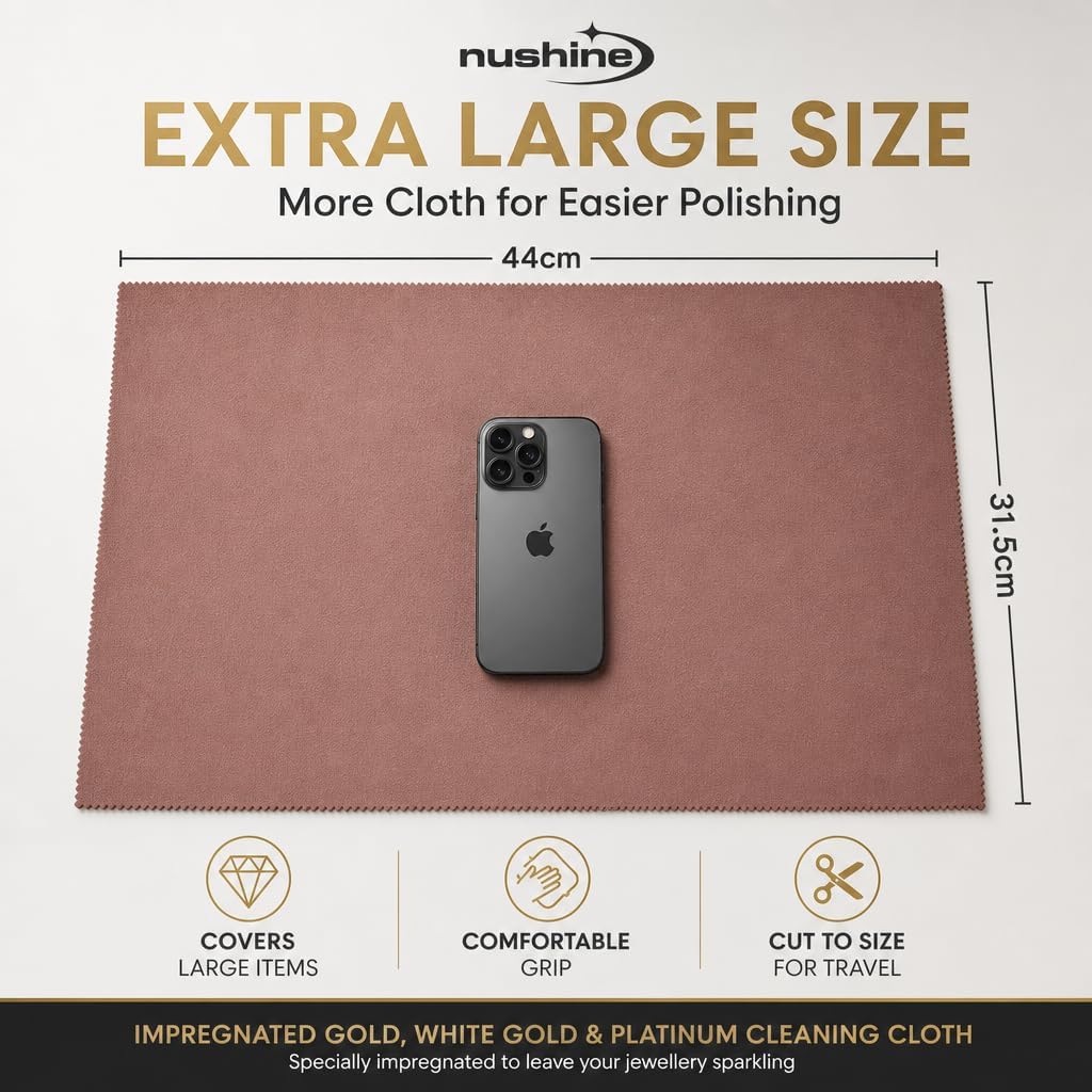 Nushine Gold, White Gold & Platinum Cleaning Cloth- Imprägniertes Putztuch für Gelbgold, Weissgold &