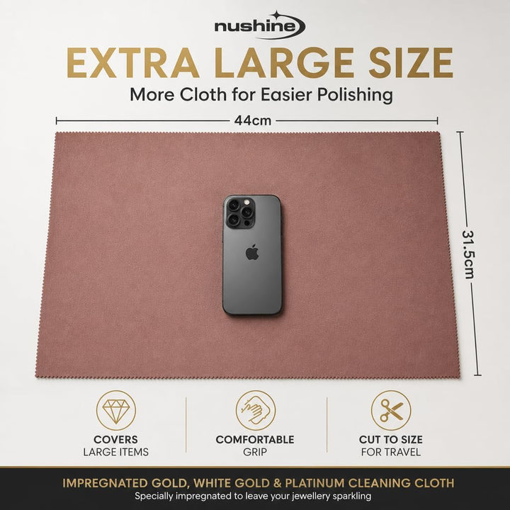Nushine Gold, White Gold & Platinum Cleaning Cloth- Imprägniertes Putztuch für Gelbgold, Weissgold &