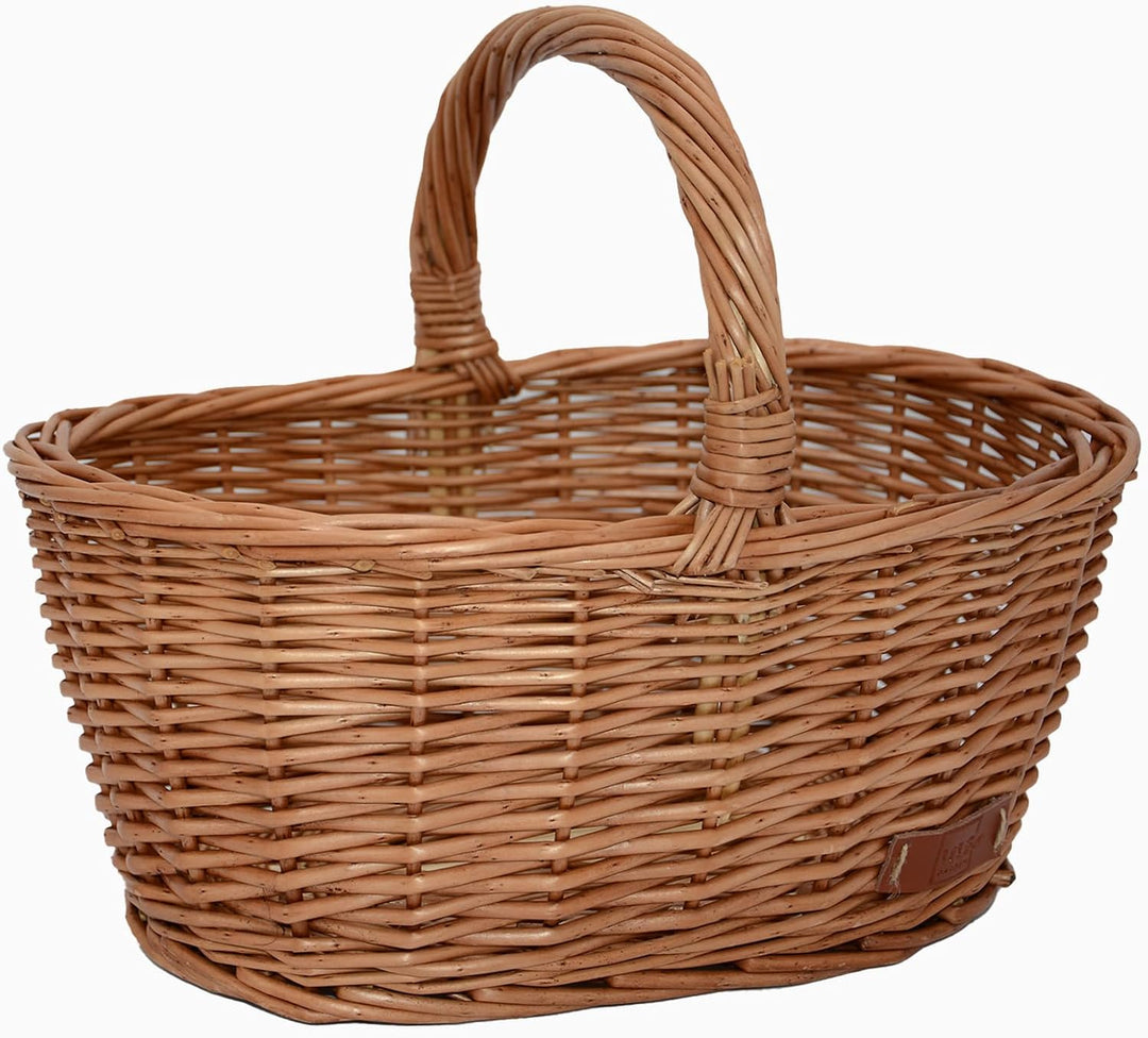 UNUS Weidenkorb Picknickkorb Einkaufskorb Henkelkorb 36x16x26cm(LxHxB) braun Braun mittel, Braun mit