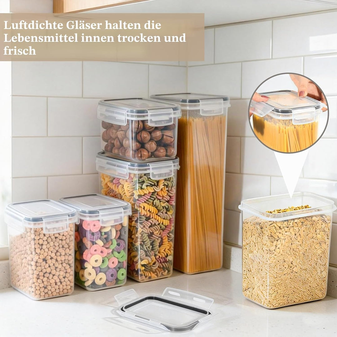 GoMaihe Vorratsdosen 16 Set, Aufbewahrungsbox Küche Organizer, Luftdicht Vorratsbehälter Plastik mit