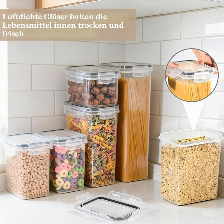 GoMaihe Vorratsdosen 16 Set, Aufbewahrungsbox Küche Organizer, Luftdicht Vorratsbehälter Plastik mit