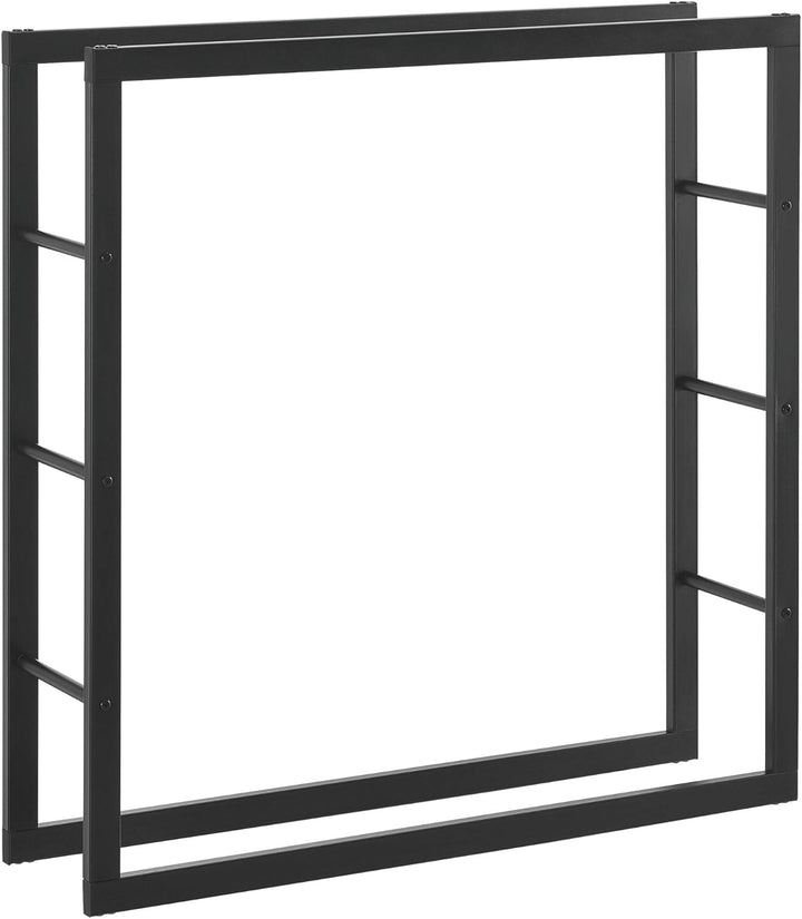 [en.casa] Kaminholzregal 100x100x25cm Brennholzregal Feuerholzregal Holzhalter Schwarz 100 x 100 x 2