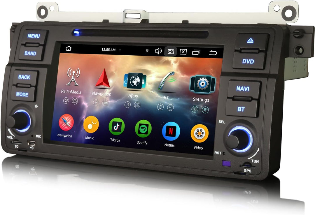 Erisin Android 14 4GB RAM+64GB ROM 8-Kern DVD Autoradio GPS Navi für BMW 3er M3 E46 Rover 75 MG ZT 7
