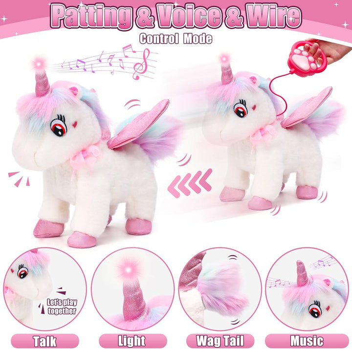 Kuscheltier Einhorn Spielzeug 3 4 5 6 7 8 Jahre, Plüschtier Haustier Interaktives Elektrischer Spiel